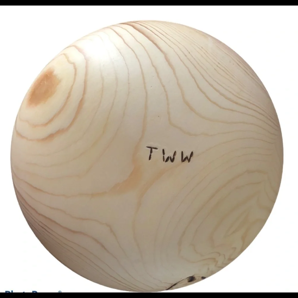 Handmade Natural Wood Grain Minimalist Bowl 8”X3”  Signed Initial WI Artist